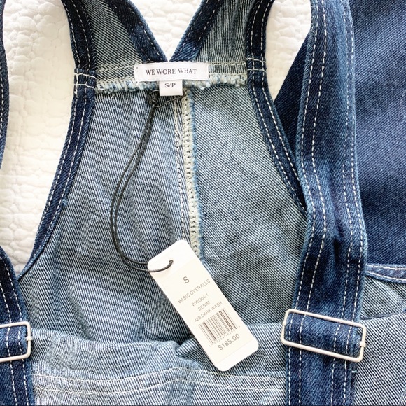WEWOREWHAT Denim Basic Overalls Dark Wash - Picture 8 of 14